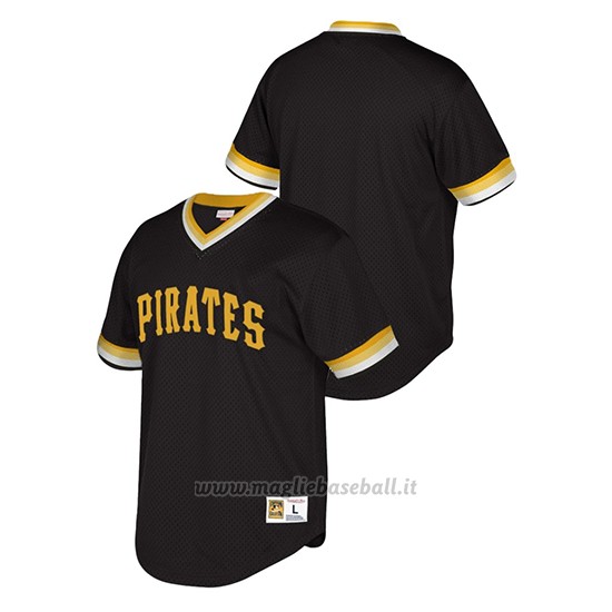 Maglia Baseball Uomo Pittsburgh Pirates Cooperstown Collection Mesh Wordmark V-neck Nero